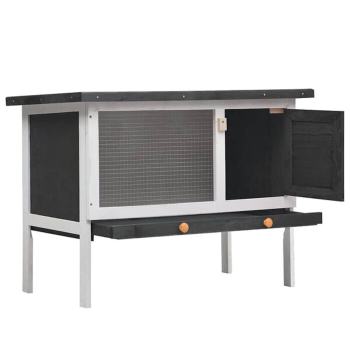 Clapier à lapins en bois gris 90x45x65cm - 33% de remise
