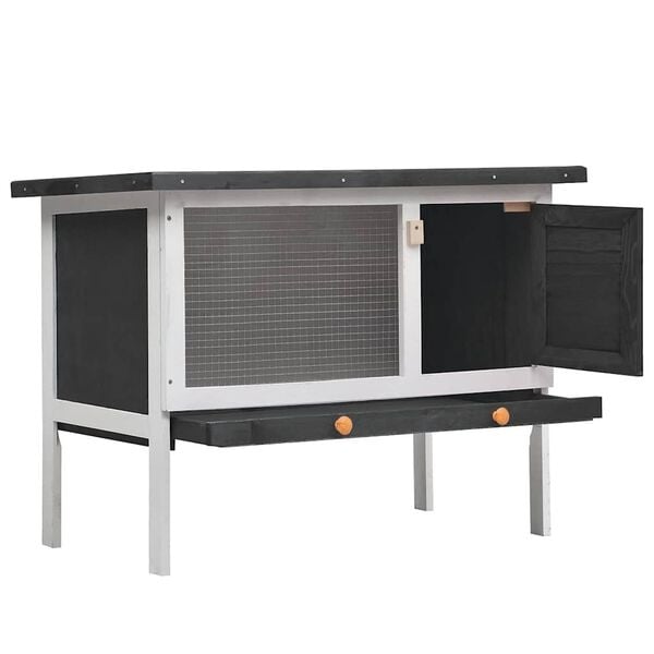 Clapier à lapins en bois gris 90x45x65cm - 33% de remise