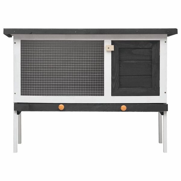 Clapier à lapins en bois gris 90x45x65cm - 33% de remise