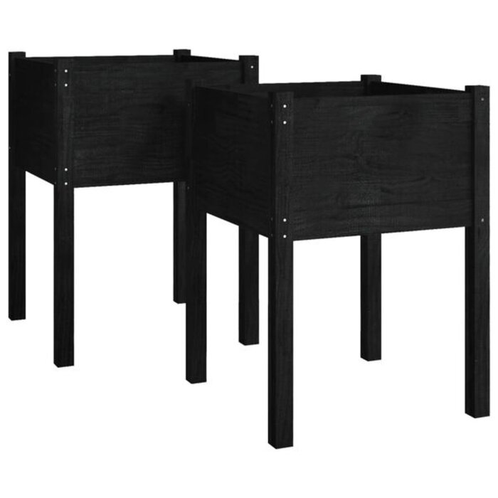 Lot de 2 jardinières en bois de pin noir 50x50x70 cm - 32% de remise
