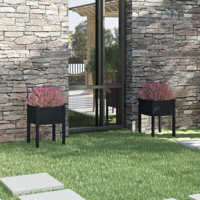 Lot de 2 jardinières en bois de pin noir 50x50x70 cm - 32% de remise