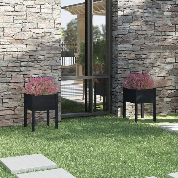 Lot de 2 jardinières en bois de pin noir 50x50x70 cm - 32% de remise