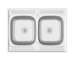 Vidaxl Évier double bac en inox 800x600 mm - 52% de remise