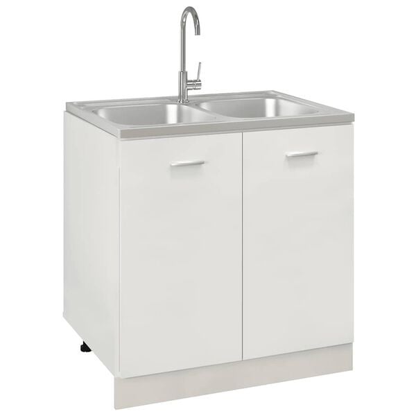 Évier double bac en inox 800x600 mm - 35% de remise