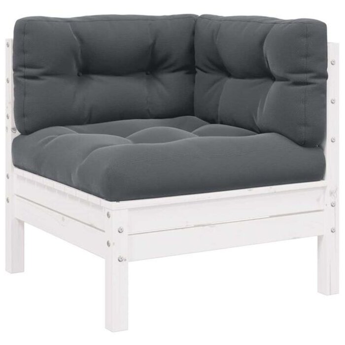 Banc de jardin 2 places en pin blanc avec coussins - 35% de remise