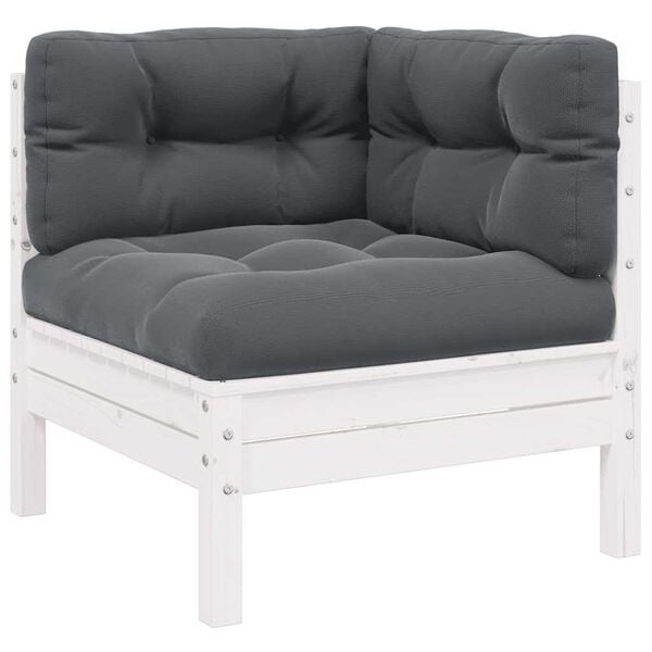 Banc de jardin 2 places en pin blanc avec coussins - 35% de remise