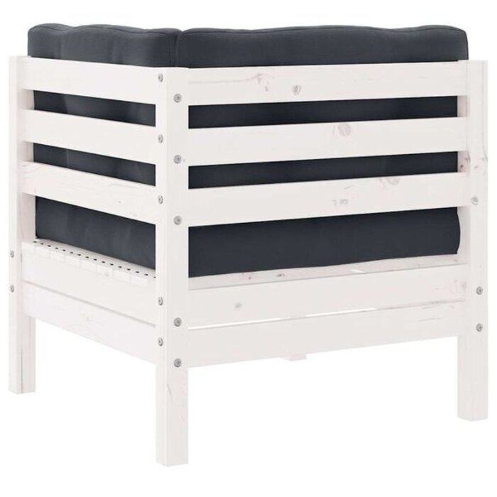 Banc de jardin 2 places en pin blanc avec coussins - 35% de remise