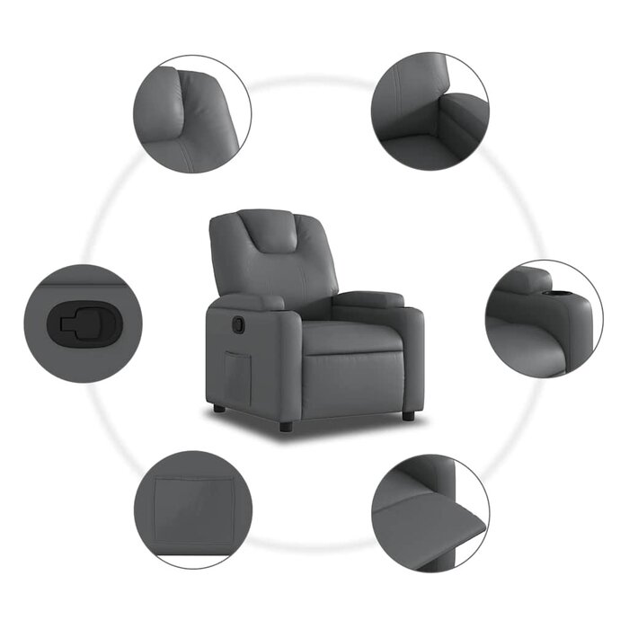 Fauteuil inclinable en similicuir gris - 35% de remise