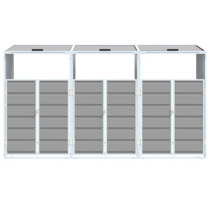 Abri pour 3 poubelles en acier gris 216x81x115cm - 37% de remise