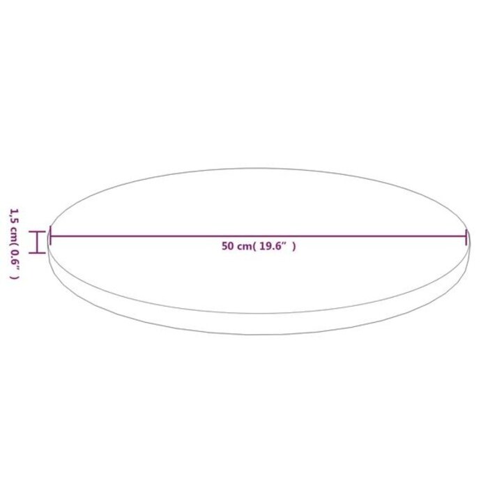Plateau de table rond en chêne massif Ø50cm - Brun foncé - 38% de remise