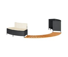 Vidaxl Entourage de spa rotin PE et acacia - Noir - 52% de remise