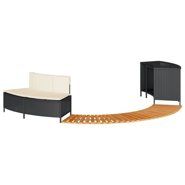 Entourage de spa rotin PE et acacia - Noir - 35% de remise