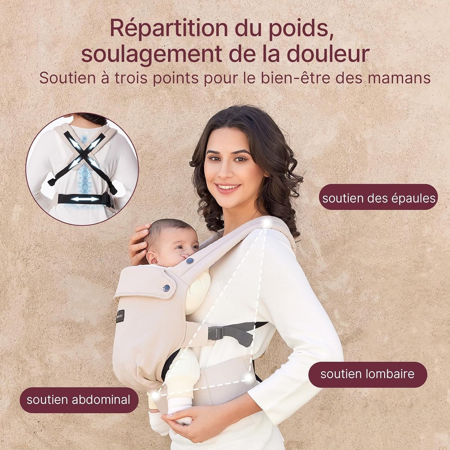 Porte-bébé ergonomique kaki - 3,2 à 20 kg - 33% de remise