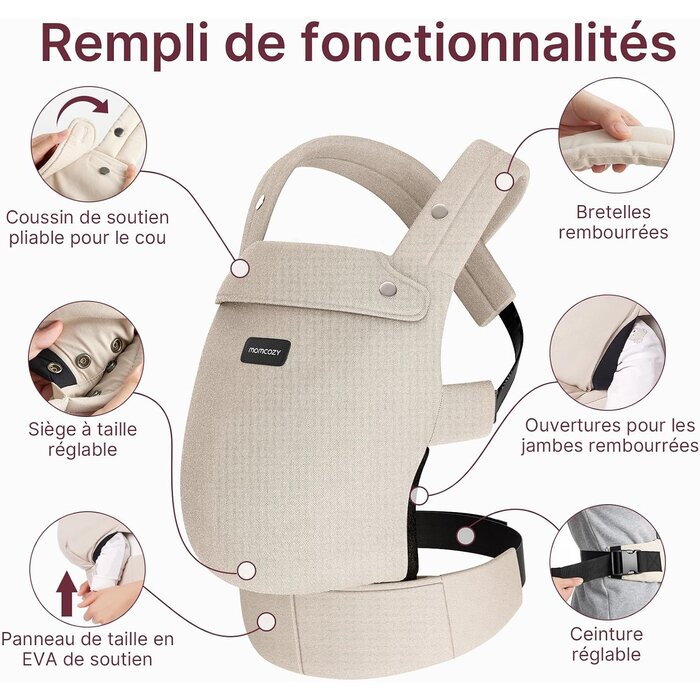 Porte-bébé ergonomique kaki - 3,2 à 20 kg - 33% de remise