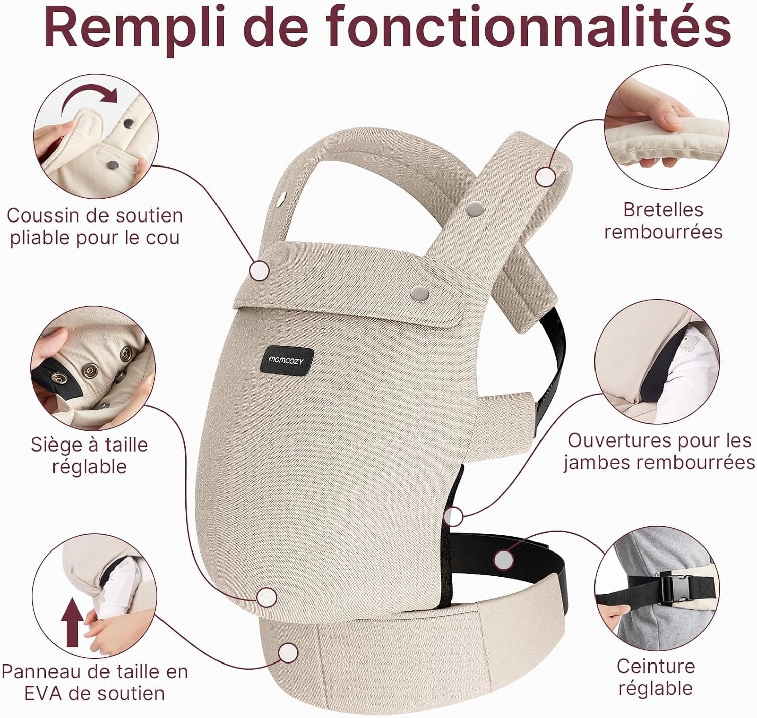 Porte-bébé ergonomique kaki - 3,2 à 20 kg - 33% de remise