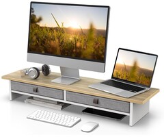 Support double moniteur avec tiroirs - 90x23,5 cm - 51% de remise