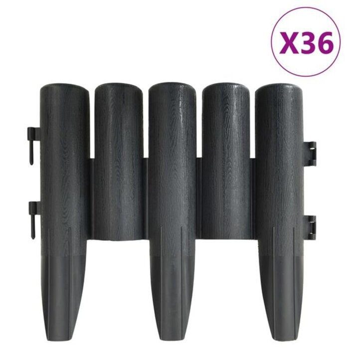 Vidaxl Bordure de jardin aspect tronc 10m anthracite - 32% de remise