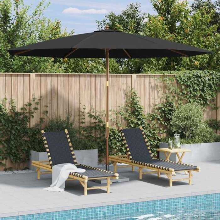 Vidaxl Parasol de jardin en bois 350 cm Anthracite - 34% de remise