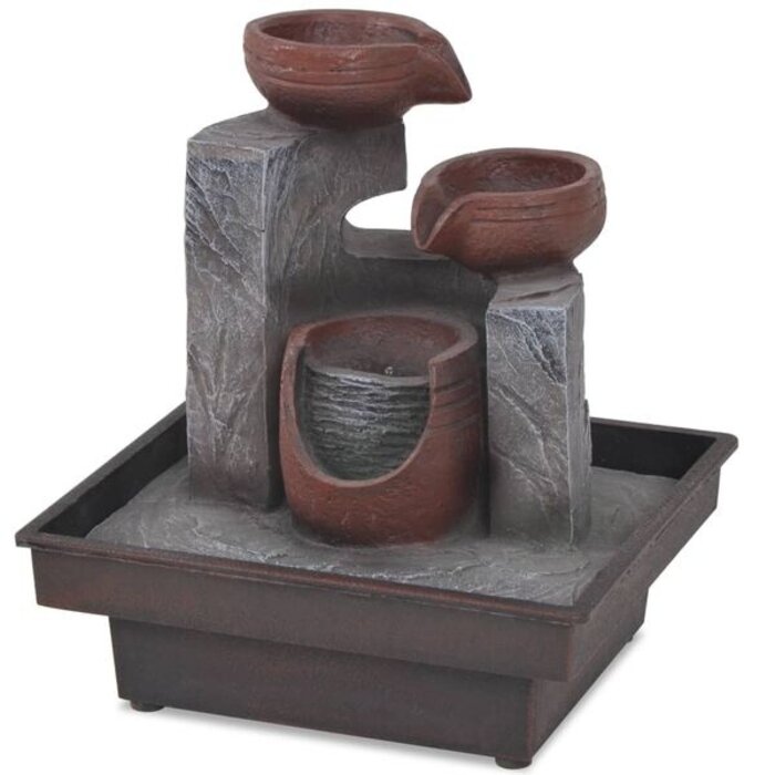 Vidaxl Fontaine d'intérieur lumineuse LED - Gris et marron - 32% de remise