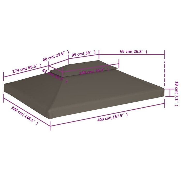Vidaxl Toile de tonnelle 2 niveaux 4x3m Taupe - 34% de remise