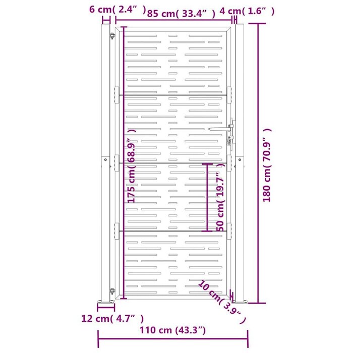 Vidaxl Portillon de jardin 105x180 cm Anthracite - 35% de remise