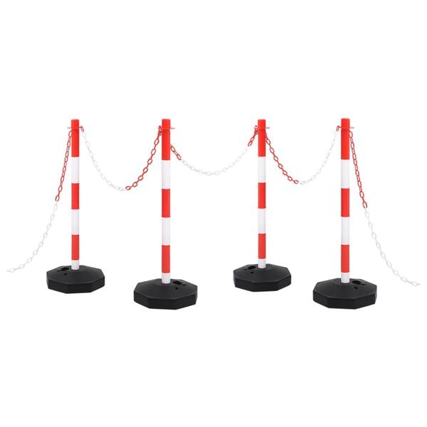 Vidaxl Kit de balisage 4 poteaux et chaîne 10m - Rouge/Blanc - 34% de remise