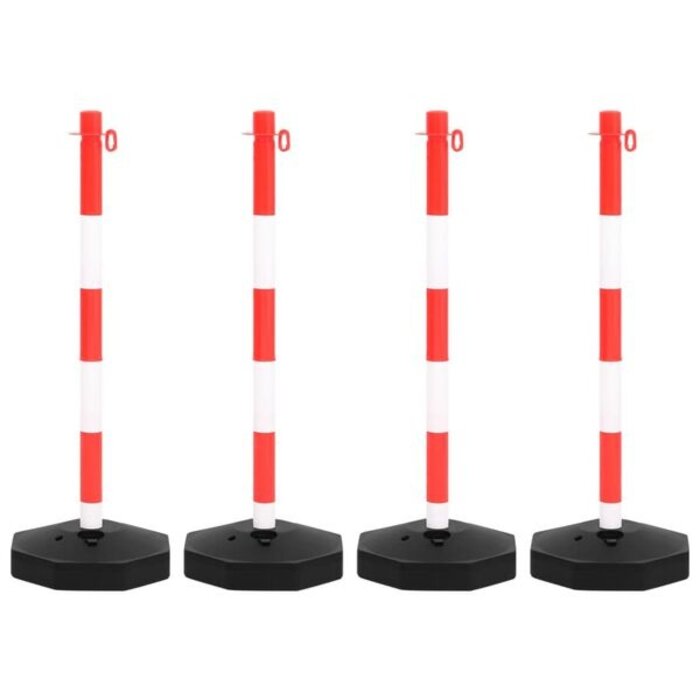 Vidaxl Kit de balisage 4 poteaux et chaîne 10m - Rouge/Blanc - 34% de remise
