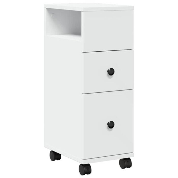 Vidaxl Meuble de salle de bain étroit sur roulettes blanc - 33% de remise