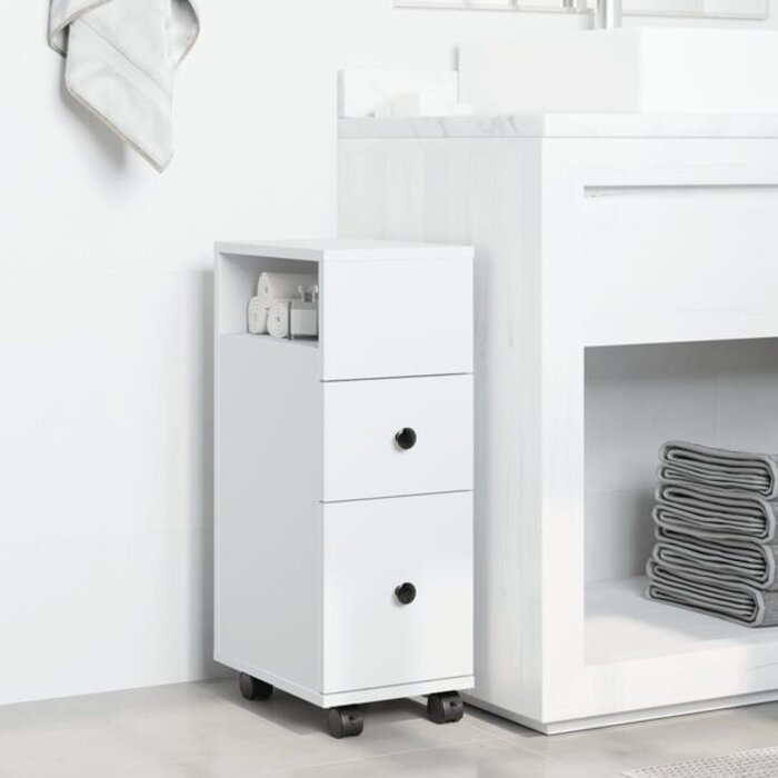 Vidaxl Meuble de salle de bain étroit sur roulettes blanc - 33% de remise