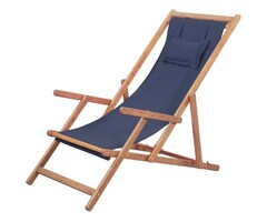 Vidaxl Chaise de plage pliable en bois bleu - 57% de remise