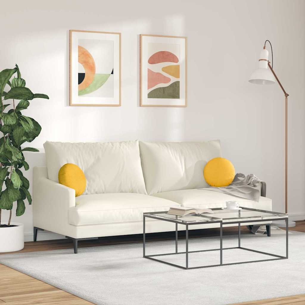 Vidaxl Lot de 2 coussins de sol ronds jaune clair - 30% de remise