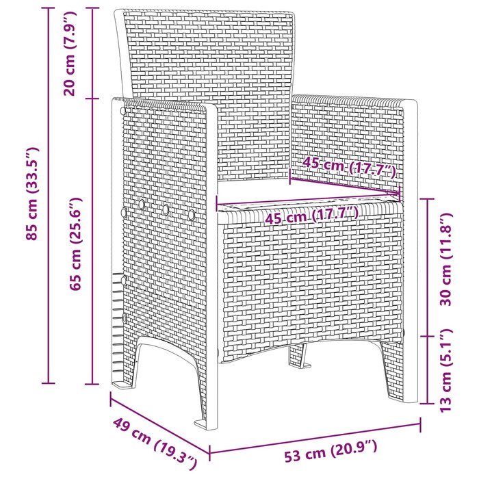 Vidaxl Set de 2 chaises de jardin en polypropylène - Marron - 34% de remise