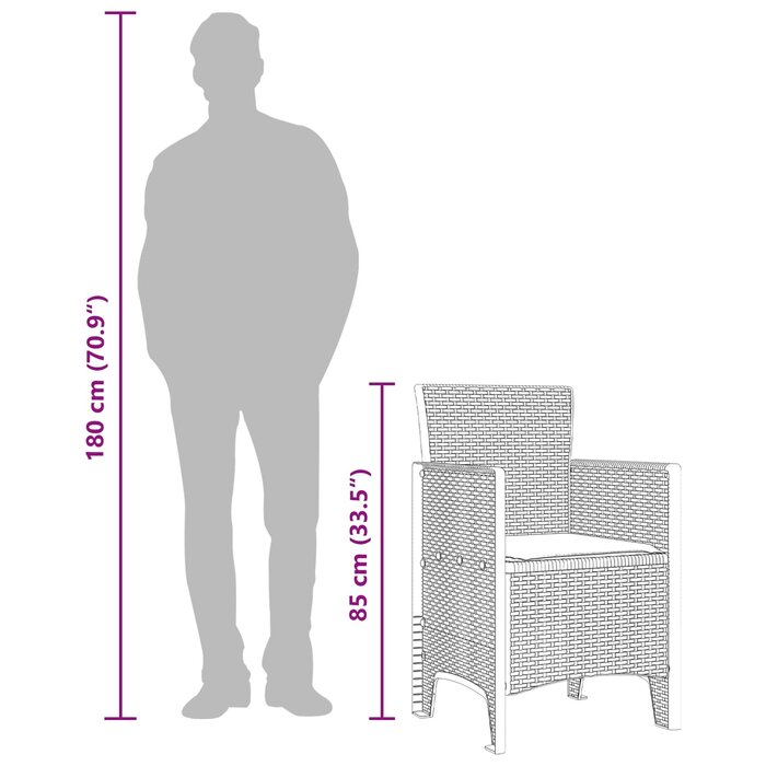 Vidaxl Set de 2 chaises de jardin en polypropylène - Marron - 34% de remise