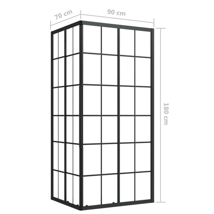 Vidaxl Cabine de douche 90x70x180 cm - Verre trempé et cadre noir - 38% de remise