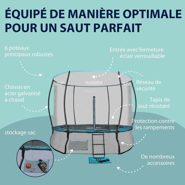 Trampoline de jardin 300 cm avec filet de sécurité - 30% de remise