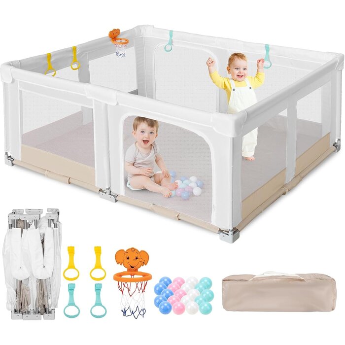 Parc de jeux pliable pour bébé - 127x127cm - Beige - 34% de remise