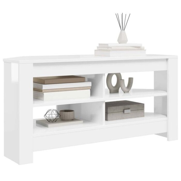 Vidaxl Meuble TV d'angle blanc brillant 102cm - 34% de remise