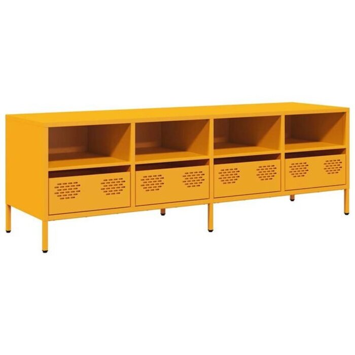 Vidaxl Meuble TV Industriel Jaune Moutarde 135 cm - 35% de remise