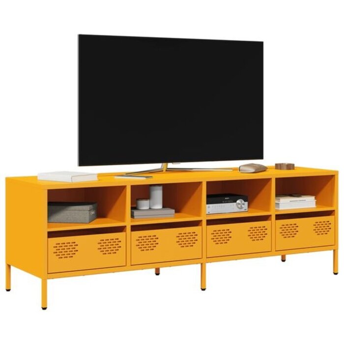 Vidaxl Meuble TV Industriel Jaune Moutarde 135 cm - 35% de remise
