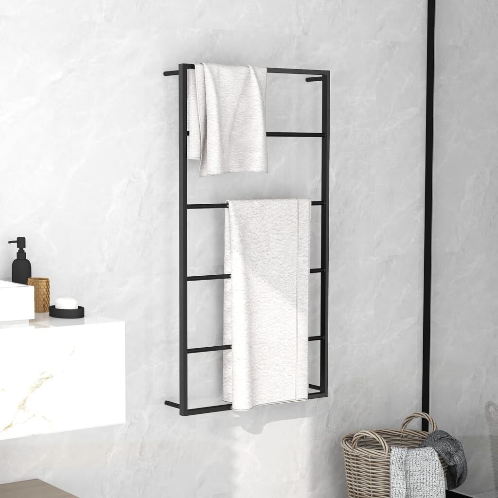 Vidaxl Porte-serviettes mural en acier noir 60x10x116 cm - 33% de remise