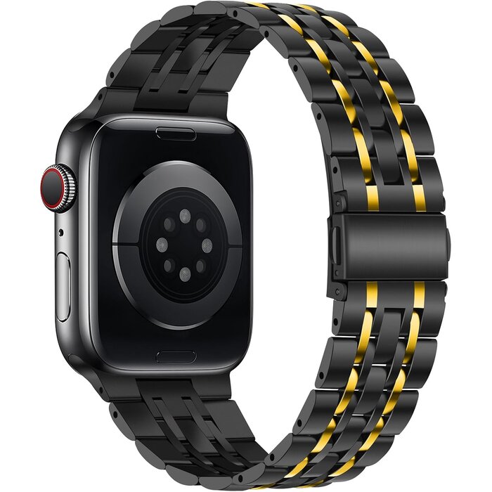 Bracelet Acier Inoxydable Noir et Or pour Montre Connectée - 30% de remise