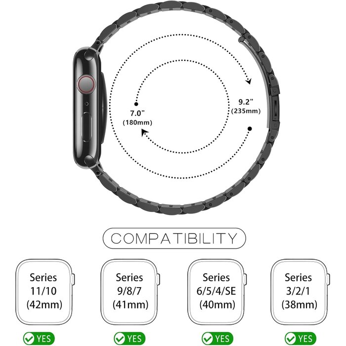 Bracelet Acier Inoxydable Noir et Or pour Montre Connectée - 30% de remise