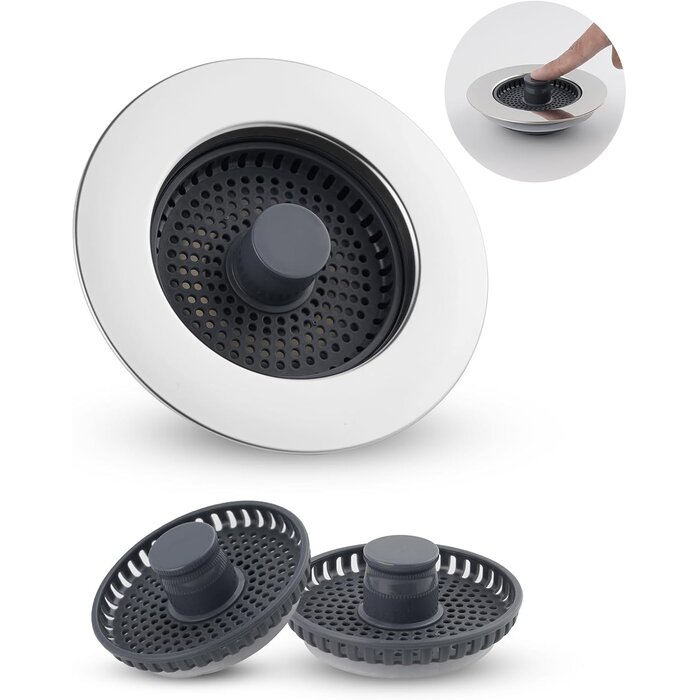 Bonde d'évier 3-en-1 (75-82mm) - Inox et ABS - 25% de remise