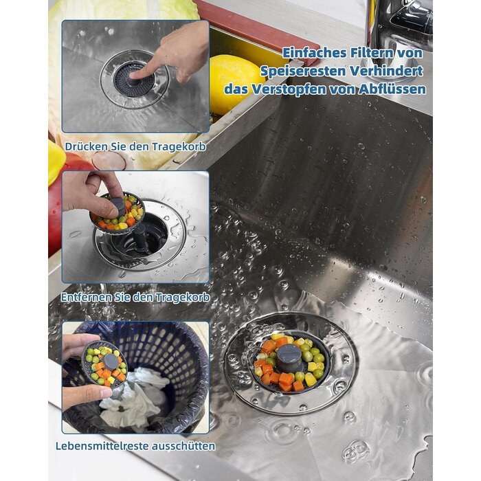 Bonde d'évier 3-en-1 (75-82mm) - Inox et ABS - 25% de remise