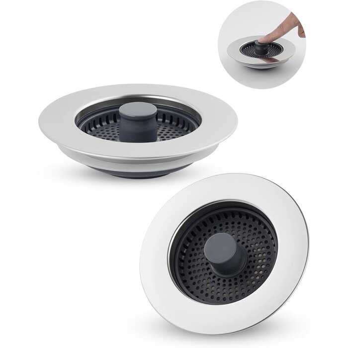 Bonde d'évier 3-en-1 (75-82mm) - Inox et ABS - 25% de remise