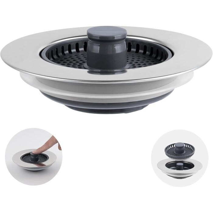 Bonde d'évier 3-en-1 (75-82mm) - Inox et ABS - 25% de remise
