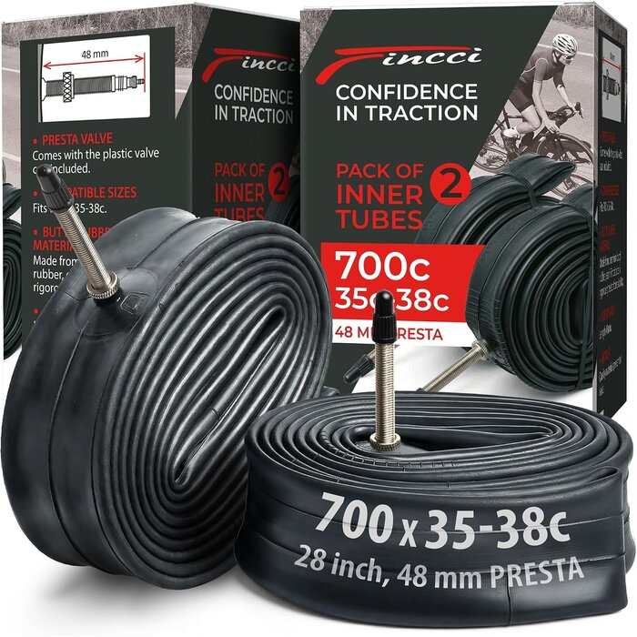 Lot de 2 chambres à air vélo 700x32-38c, valve Presta 48mm - 31% de remise