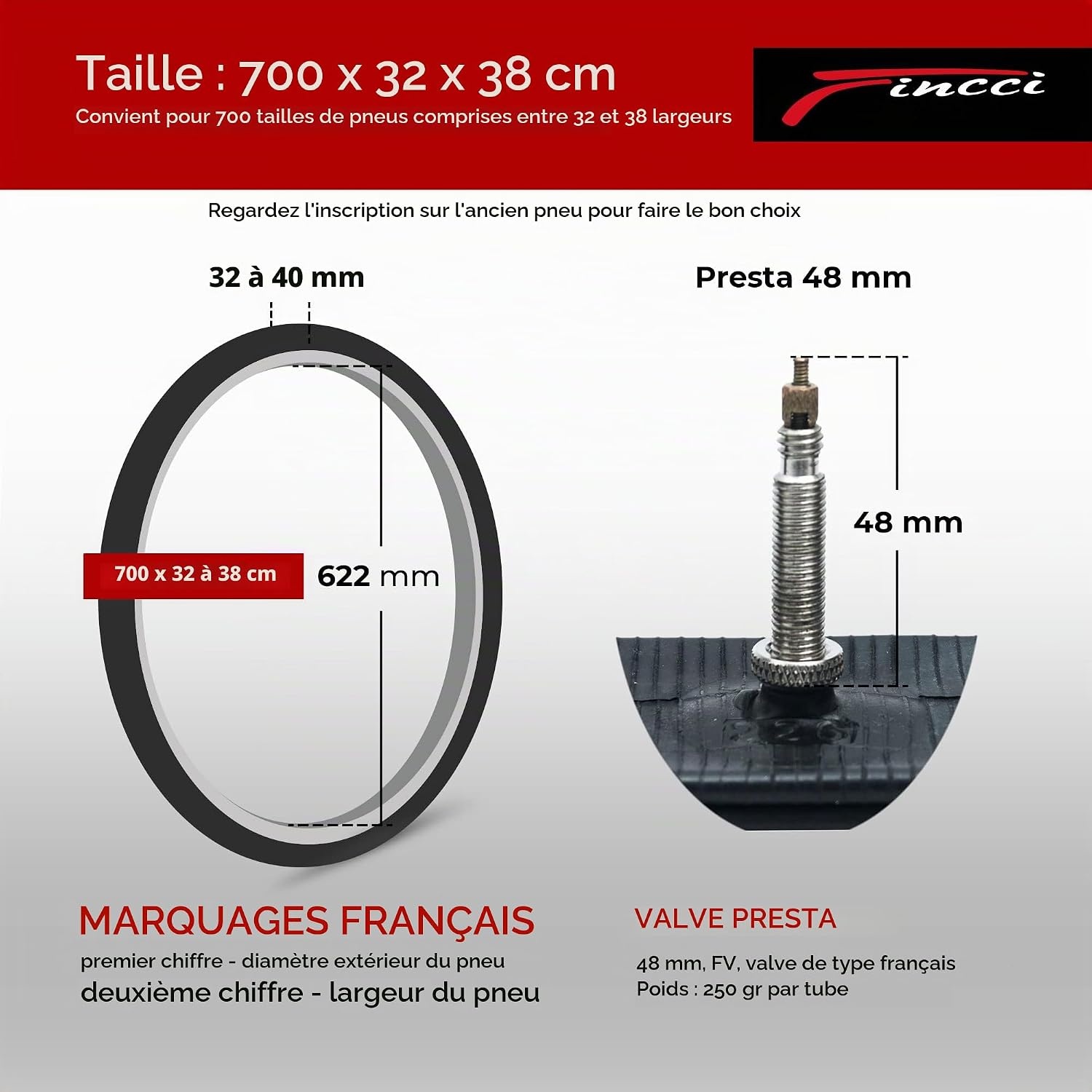 Lot de 2 chambres à air vélo 700x32-38c, valve Presta 48mm - 31% de remise