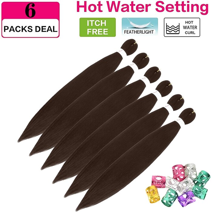 Extensions Cheveux Tressés Brun Chocolat 76cm - 6 Paquets - 30% de remise