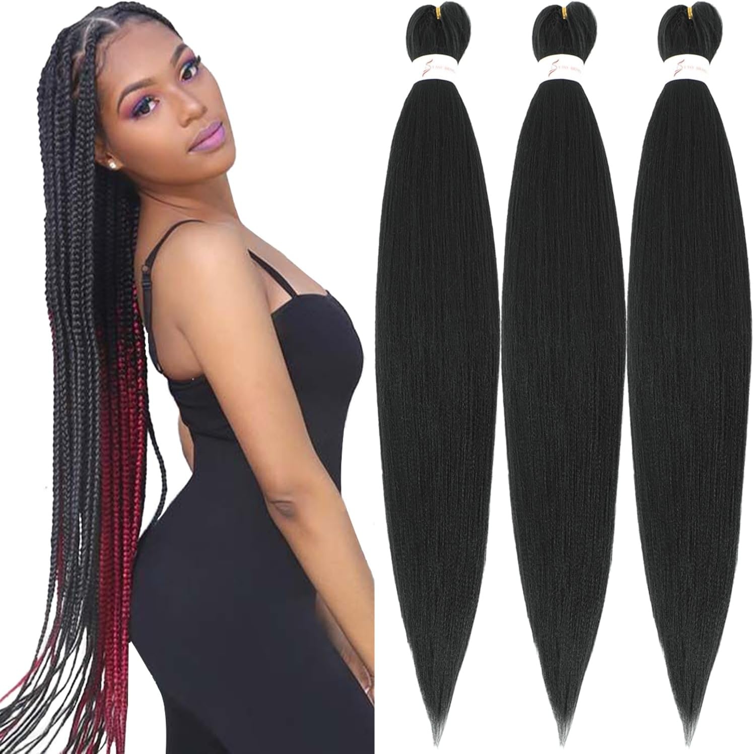 Extensions Cheveux Tressés Brun Chocolat 76cm - 6 Paquets - 30% de remise